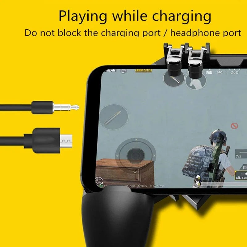 AK66 Six Fingers PUBG Game Controller Gamepad Metal Trigger Shooting Free Fire Gamepad Joystick For IOS Android Mobile Phone