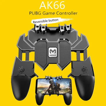 AK66 Six Fingers PUBG Game Controller Gamepad Metal Trigger Shooting Free Fire Gamepad Joystick For IOS Android Mobile Phone