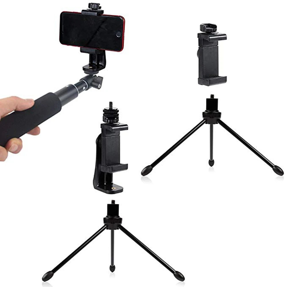 Universal Smartphone Cell Phone Mount Holder Adapter for Tripods or Stands With Standard 1/4 Inch Mount Screw Can 360 Rotates