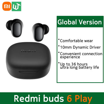 Global Version Redmi Buds 6 Play Up to 36 Hours With Charging Case 10mm Dynamic Al Noise Reduction For Clear Calls Bluetooth 5.4