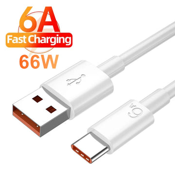 6A Super Fast Charging Type-C USB Cable for Huawei Honor Xiaomi Redmi OPPO VIVO realme iQOO Android USB-C Quick Charger Cable 2m