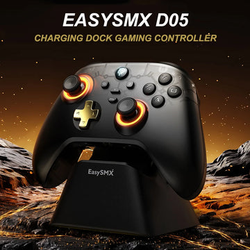 EasySMX D05 Wireless Gamepad Controller Compatible with PC/NS/TV/Phone with Charging Dock RGB Hall Effect Joysticks Triggers