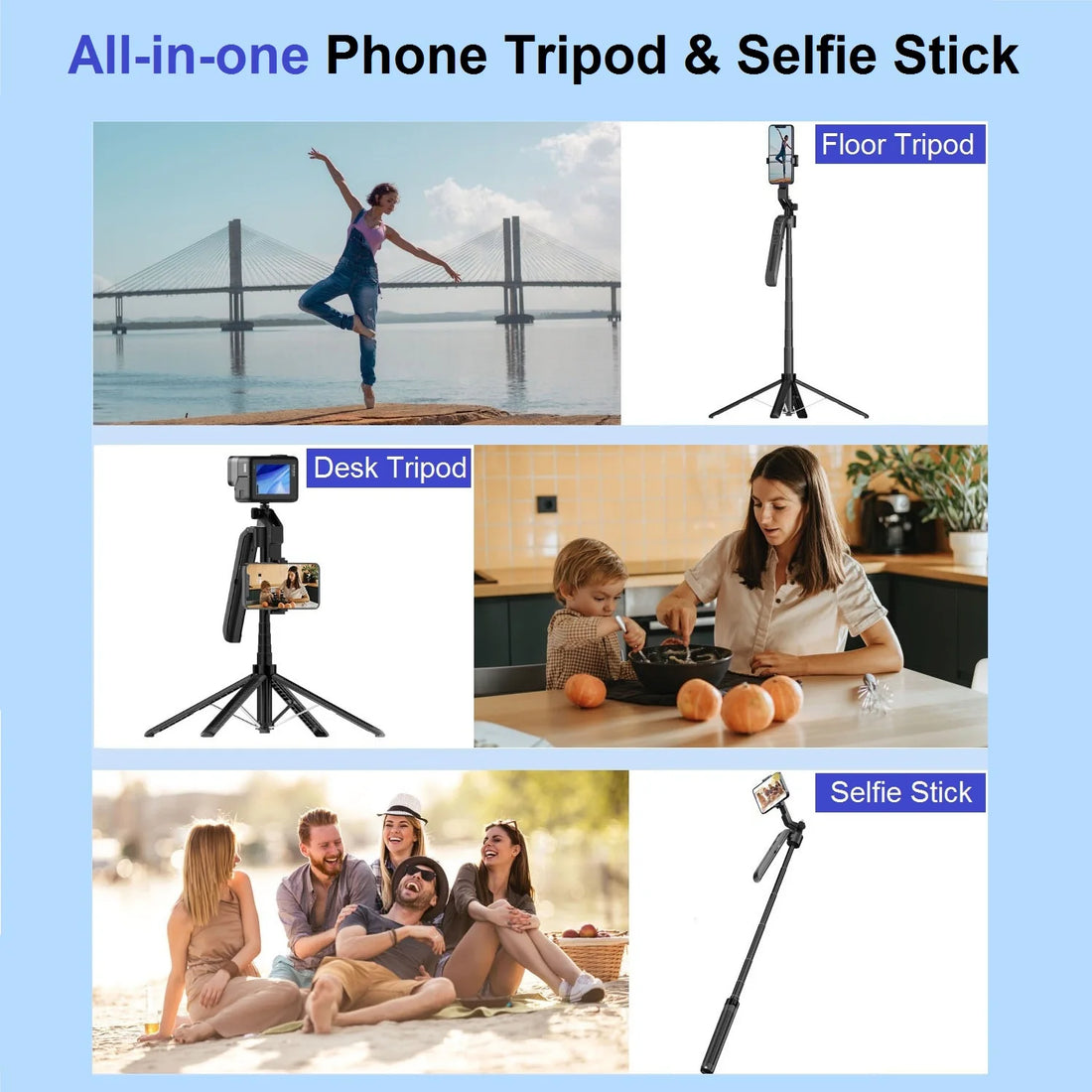 Auto Face Tracking Tripod 360° Rotation, 71" Extendable Phone Tripod Selfie Stick Smart Tracking Phone Holder for iPhone Videos