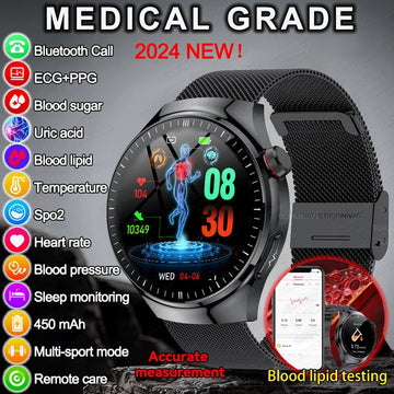 2024 For XIAOMI Five organ examination Health Smartwatch Uric Acid Blood Sugar Bluetooth Call Blood Lipid Blood Pressure Watches