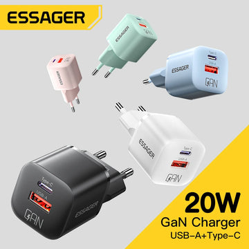 Essager 20W GaN USB Type C Charger PD Fast Charge Phone QC 3.0 Quick Chargers For iPhone 15 14 13 12 Pro Max Mini iPad Charging