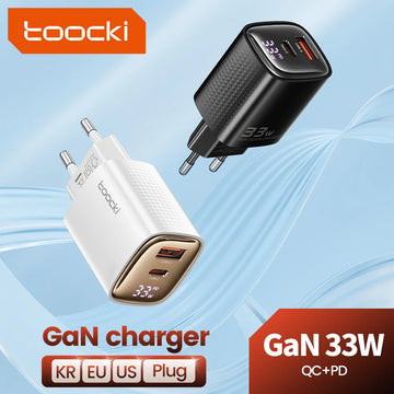 Toocki GaN USB Charger 33W Digital Display QC3.0 PD Fast Charger Type C for iPhone 15 14 13 Pro Max Smausng Xiaomi Honor POCO