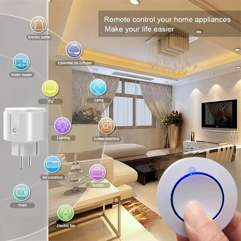 433 MHZ Rf Wireless Remote Control Smart Switch Electrical Sockets 220V 15A Single Plug and Transmitter for Home Appliance Led