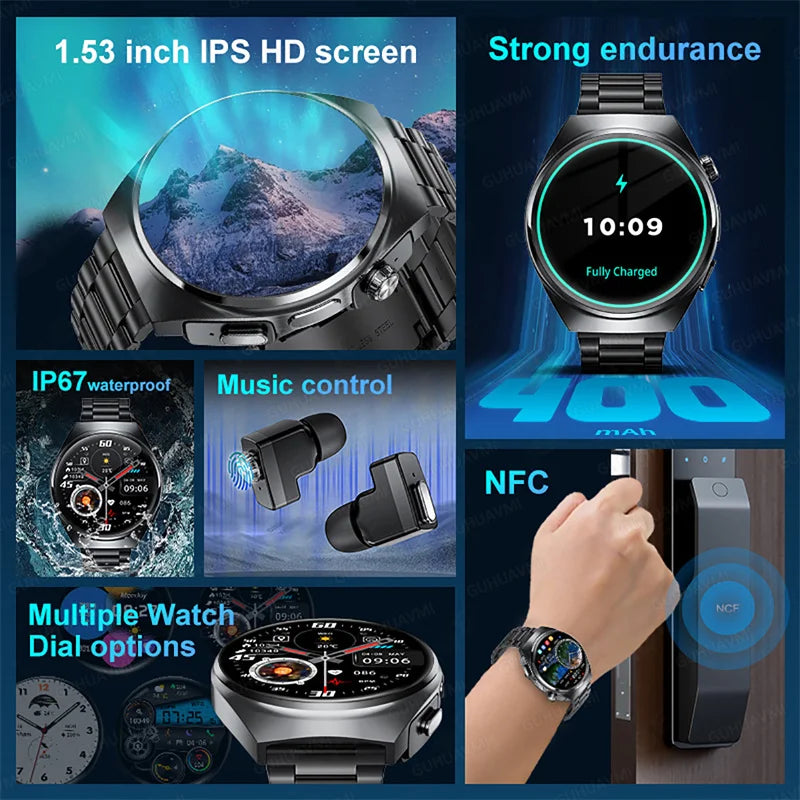 For Xiaomi New 2 in 1 Smart Watch With Earbuds Smartwatch TWS Bluetooth Earphone Heart Rate Blood Oxygen Monitor Sports Watch