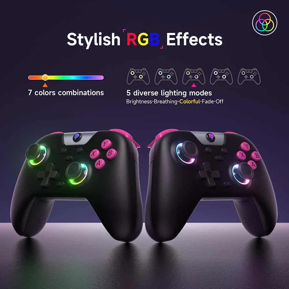 EasySMX X05 Wireless Gamepad Bluetooth RGB Controller Compatible with PC/Phone/Switch/Steam, Hall Effect, 1000Hz Polling Rate