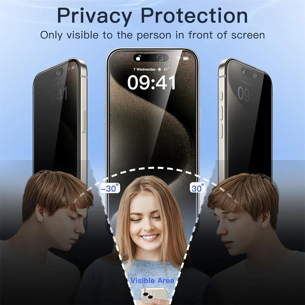 Anti-Spy Glass For iPhone 16 15 14 13 Pro Max Privacy Screen Protectors & Camera Protection Film For iPhone15 12 11 Pro mica