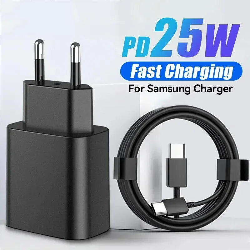 PD 25W USB C Charger Quick Charge 3.0 Super Fast Charging With Type C Cable For Samsung Galaxy S23 S22 S21Ultra Note 20