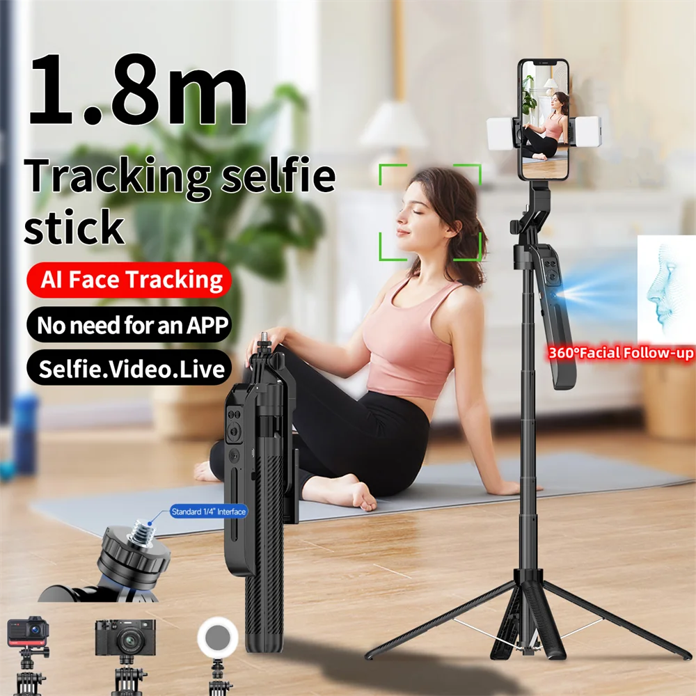 FANGTUOSI New Tripod Gimbal Stabilizer for Smartphone Camera, Tripods Stand Bluetooth Selfie Stick brackets AI Follow-Up Holder