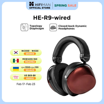 HIFIMAN HE-R9 Dynamic Closed-Back Over-Ear Headphones with Topology Diaphragm-Wired Version