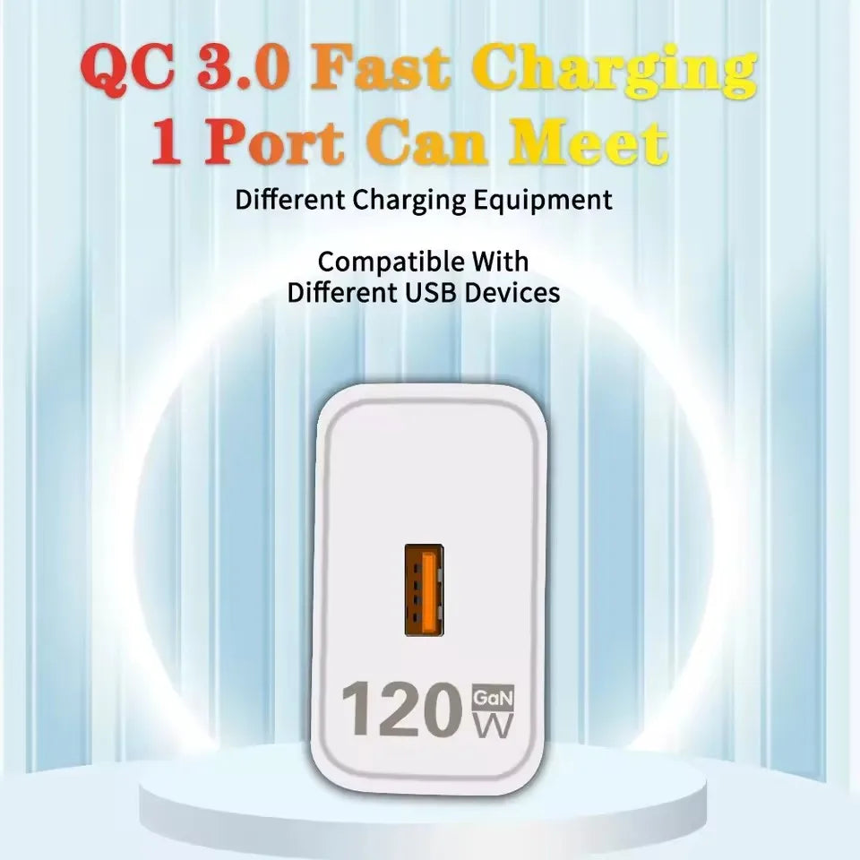 Xiaomi 120W Fast Charger GaN USB Quick High Speed Charge 3.0 Adapter For iPhone Xiaomi Samsung Huawei Universal Cellphones