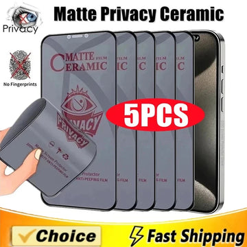 5Pcs Matte Ceramic Privacy Screen Protector for IPhone 14 11 12 13 15 Pro Max Mini Anti-spy Film for IPhone 16 15 Plus XR XS MAX