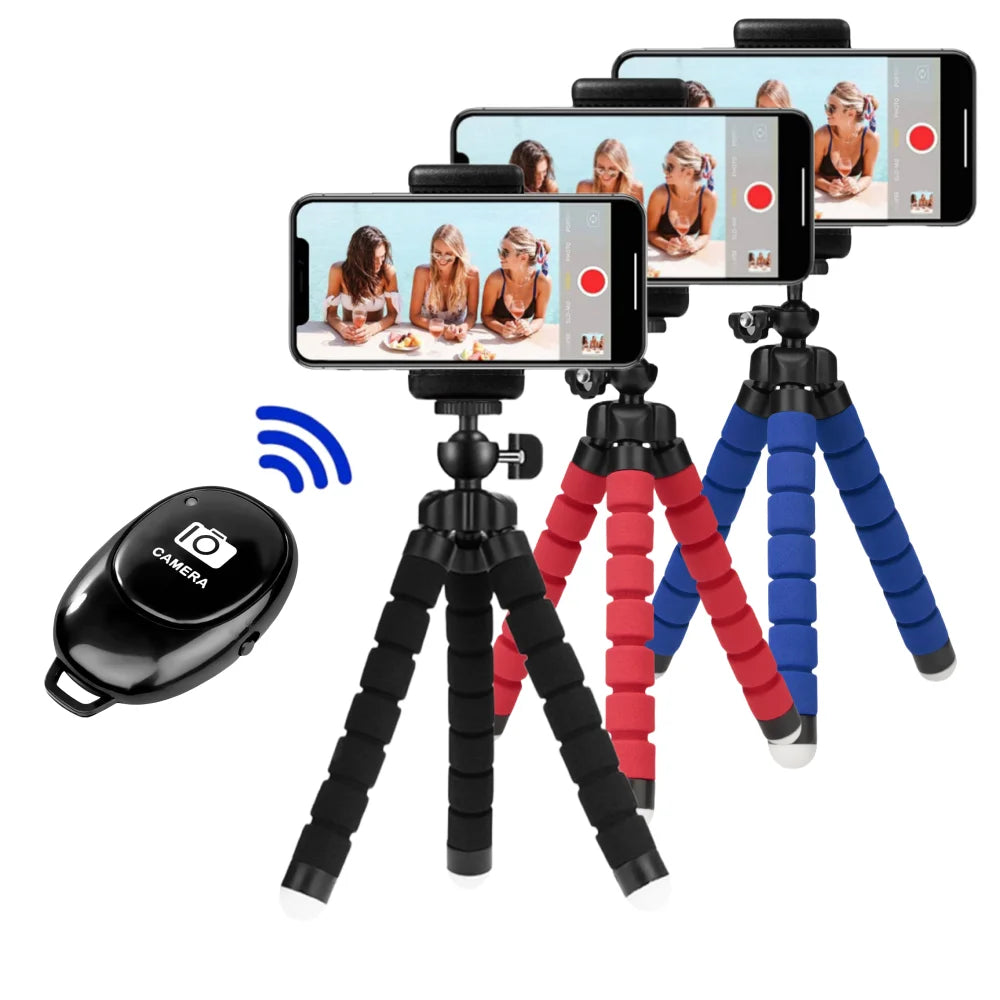 Flexible Cell Phone Tripod Mini Cell Phone Tripod with Cell Phone Holder Regular 1/4-20 Screw 360° Swivel Flexible Travel Tripod