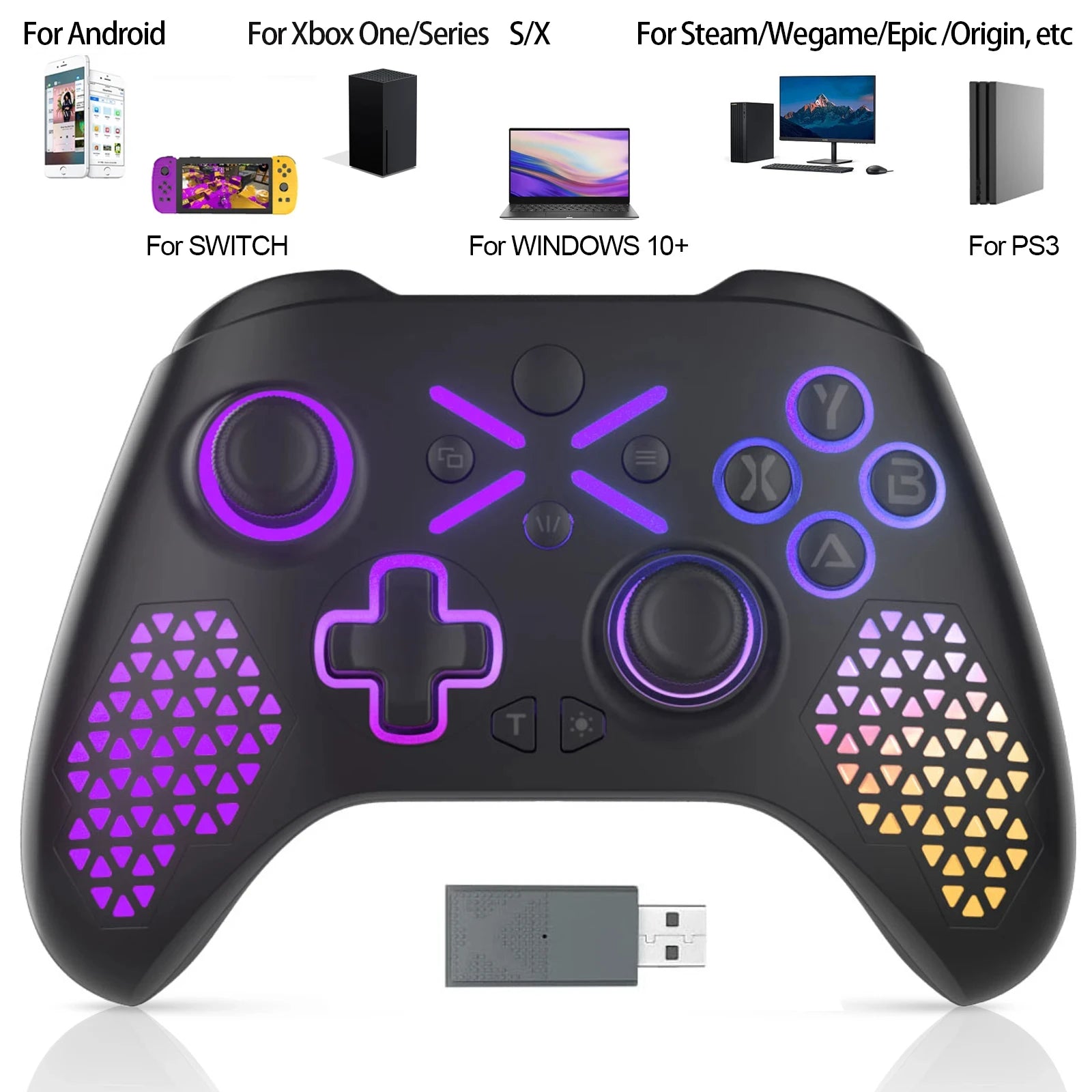 RGB Wireless Controller For Windows PC/Xbox One/xbox Series X/S With 650mah Battery gamepad Multi-Function Joystick Controller