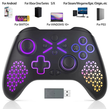 RGB Wireless Controller For Windows PC/Xbox One/xbox Series X/S With 650mah Battery gamepad Multi-Function Joystick Controller