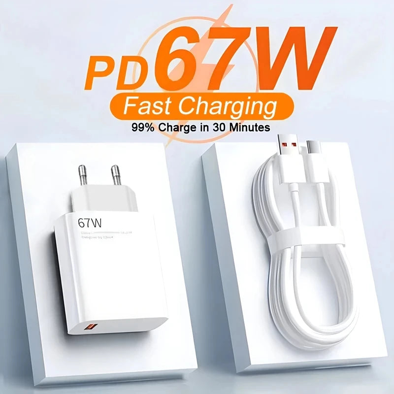 67W Original USB Fast Charger for Xiaomi 14 13 12 11 10 Ultra Redmi Note 12T 13 Pro Turbo Quick Charge Type C USB Charging Cable