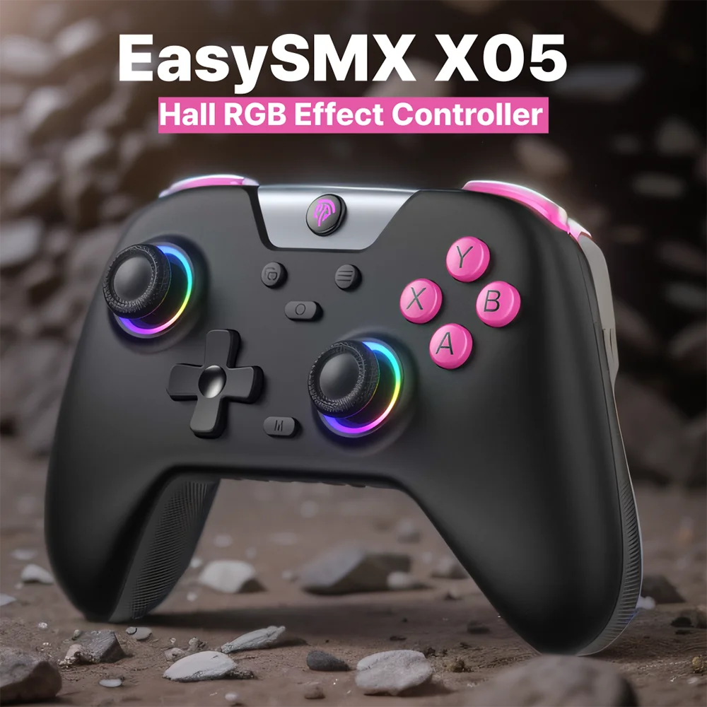 EasySMX X05 Wireless Gamepad Bluetooth RGB Controller Compatible with PC/Phone/Switch/Steam, Hall Effect, 1000Hz Polling Rate