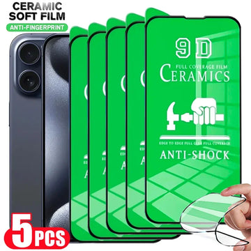 5Pcs HD Soft Ceramic Film For iPhone 15 11 12 13 14 Pro Max 8 16 Plus Screen Protector For IPhone 13 Mini XS MAX X XR Not Glass