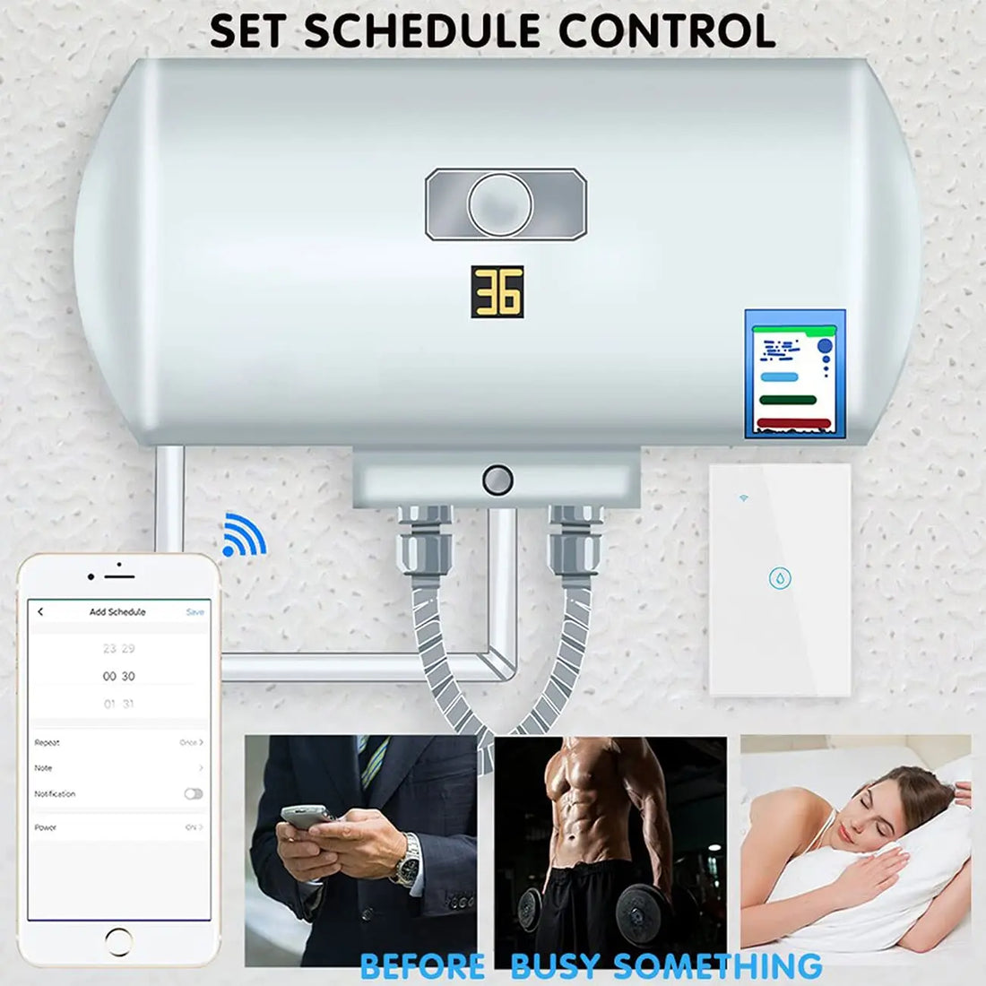 Tuya Smart Wifi Water Heater Boiler Touch Switch Air Conditioner Light Timing Us Brazil Wall App For Alexa Google Home 40A /20A