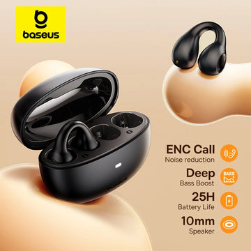 Baseus AirGo AS01 Ear clip Earphones Bluetooth 5.3 Wireless Earphone 2-MIc ENC HD Call Noise Reduction Headphones Sports Earbuds