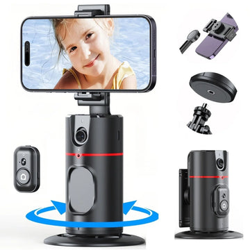 Auto Face Tracking Tripod 360° Rotation, Auto Tracking Phone Holder Remote Moving Tripod for Live Video Vlog