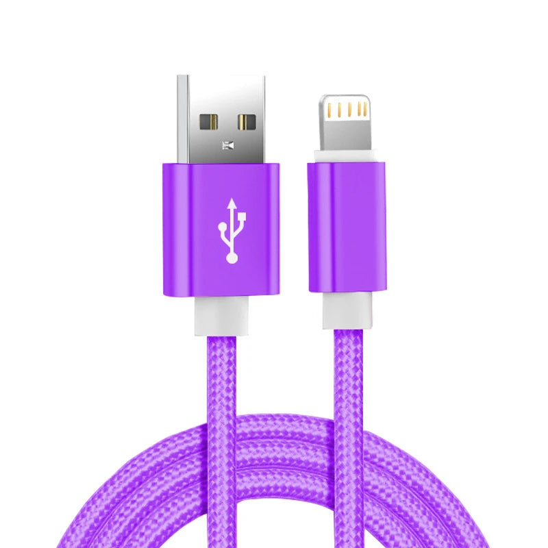 Metal Nylon Braided USB Charger Cable for iPhone 14 8 7 6S Plus X XR XS 11 12 13 Pro Max iPad 9 Fast Charging Data Cord 1m 2m 3m