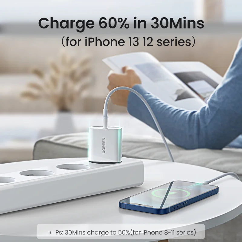 UGREEN Quick Charge 4.0 3.0 QC PD Charger 20W QC4.0 QC3.0 USB Type C Fast Charger for iPhone 16 15 14 Pro Xiaomi Phone PDCharger